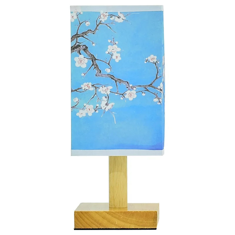 ATELIER-TIBET – Lampe Zen Bleue Style Chinois à Imprimé Fleur – Lumière Douce & Élégance Orientale