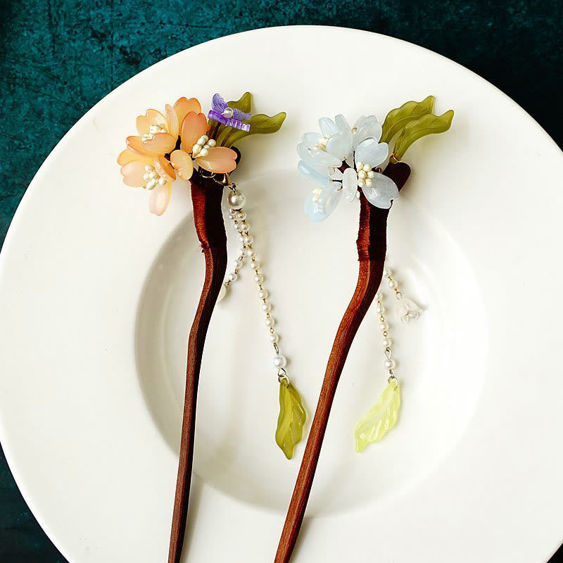 ATELIER-TIBET Pic à Cheveux Fleur de Muguet & Perles – 18 cm