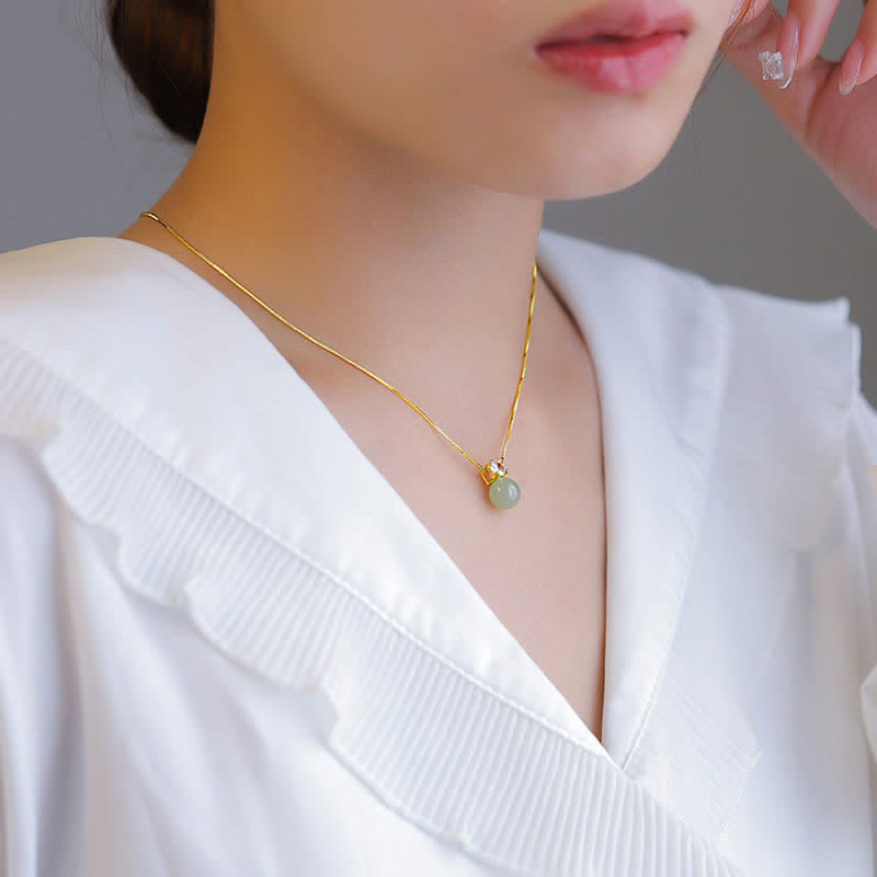 ATELIER-TIBET – Collier Lucky Bead en Jade Naturel