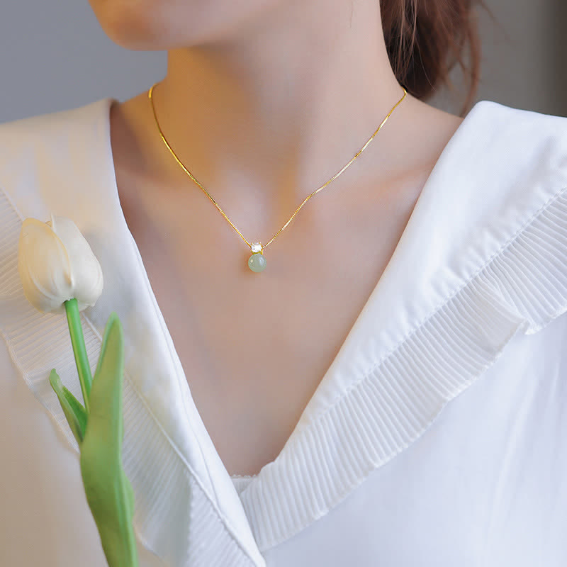 ATELIER-TIBET – Collier Lucky Bead en Jade Naturel