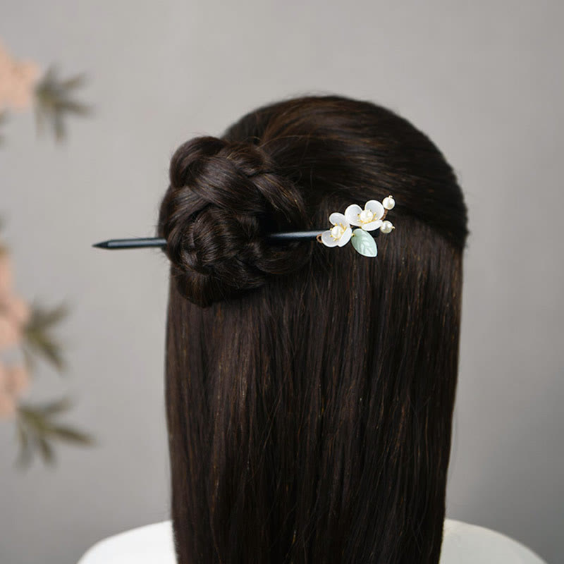 ATELIER-TIBET Pic à Cheveux Magnolia & Perles – 18 cm