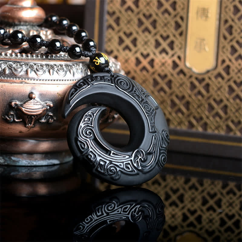 ATELIER-TIBET – Collier Force en Obsidienne Noire et Obsidienne de Glace Naturelles