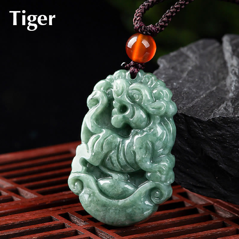 ATELIER-TIBET – Collier en Jade Naturel Zodiac Chinois (12 Signes)