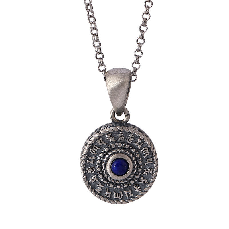 ATELIER-TIBET – Collier Mantra Om Mani Padme Hum en Argent Sterling 925 et Lazurite
