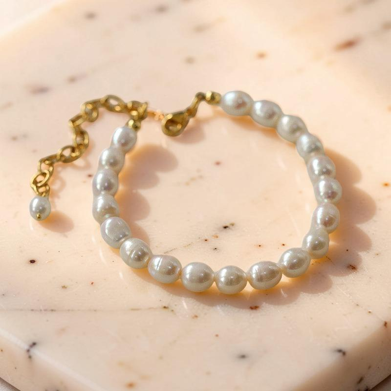 ATELIER-TIBET – Bracelet de Cheville Perle – Douceur Délicate, Plaqué Or