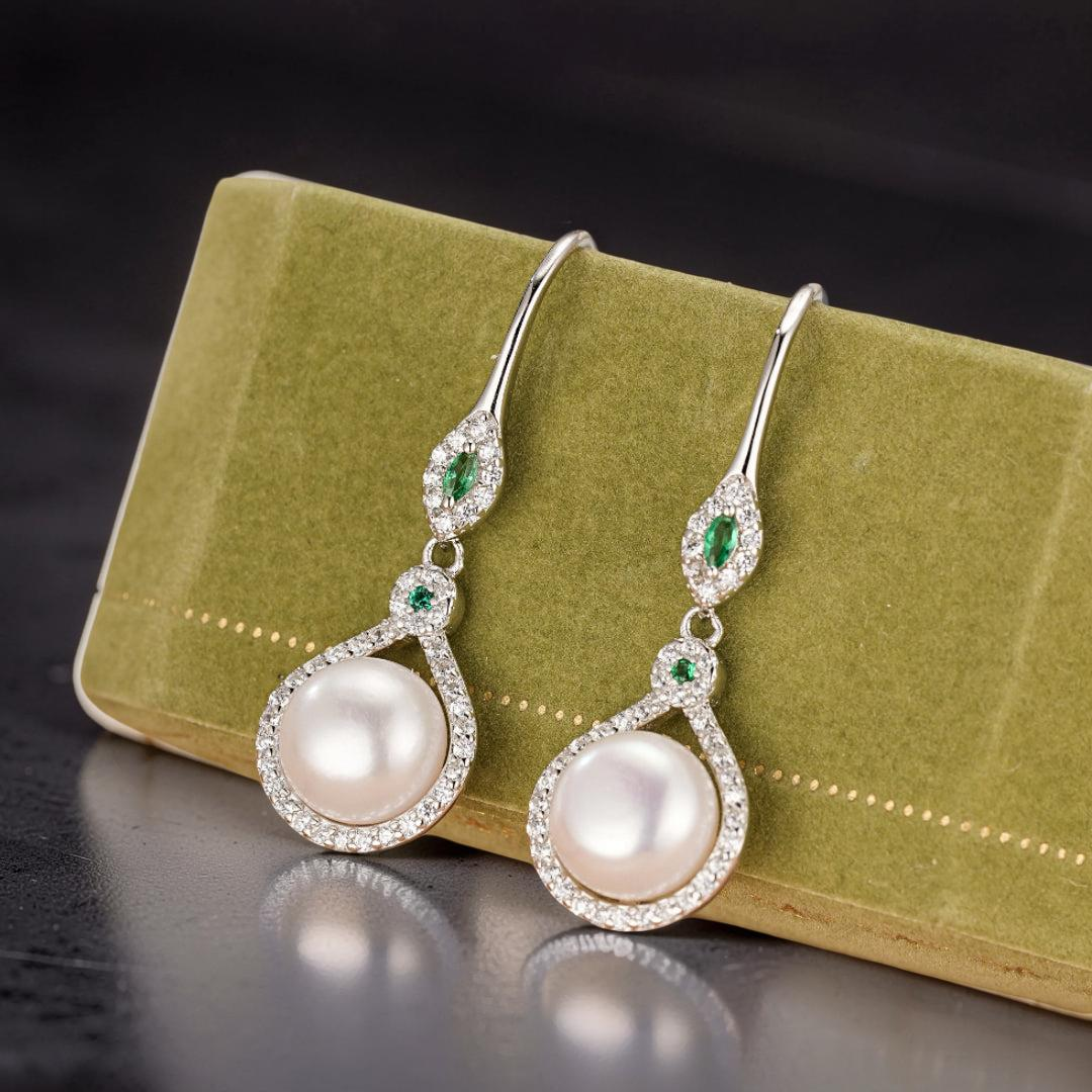 ATELIER-TIBET – Boucles d’Oreilles Perle – Elegancia, Argent 925