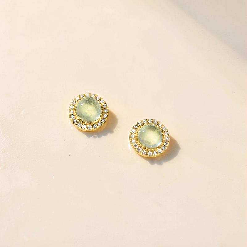 ATELIER-TIBET – Boucles d'oreilles Aigue marine – Éclat Céleste, Argent Plaqué Or