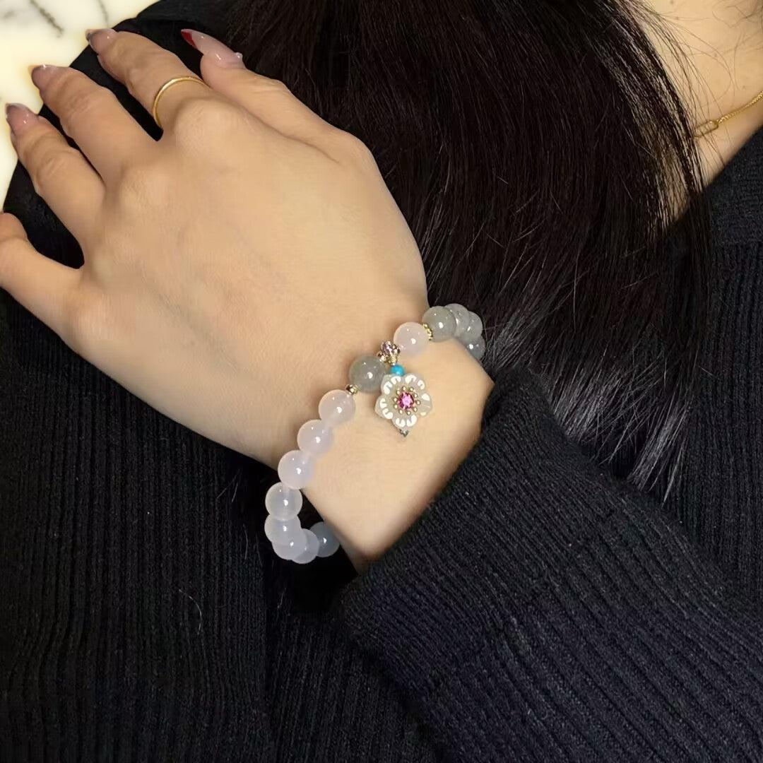 ATELIER-TIBET – Bracelet Jade et Agate – Douceur Cerise