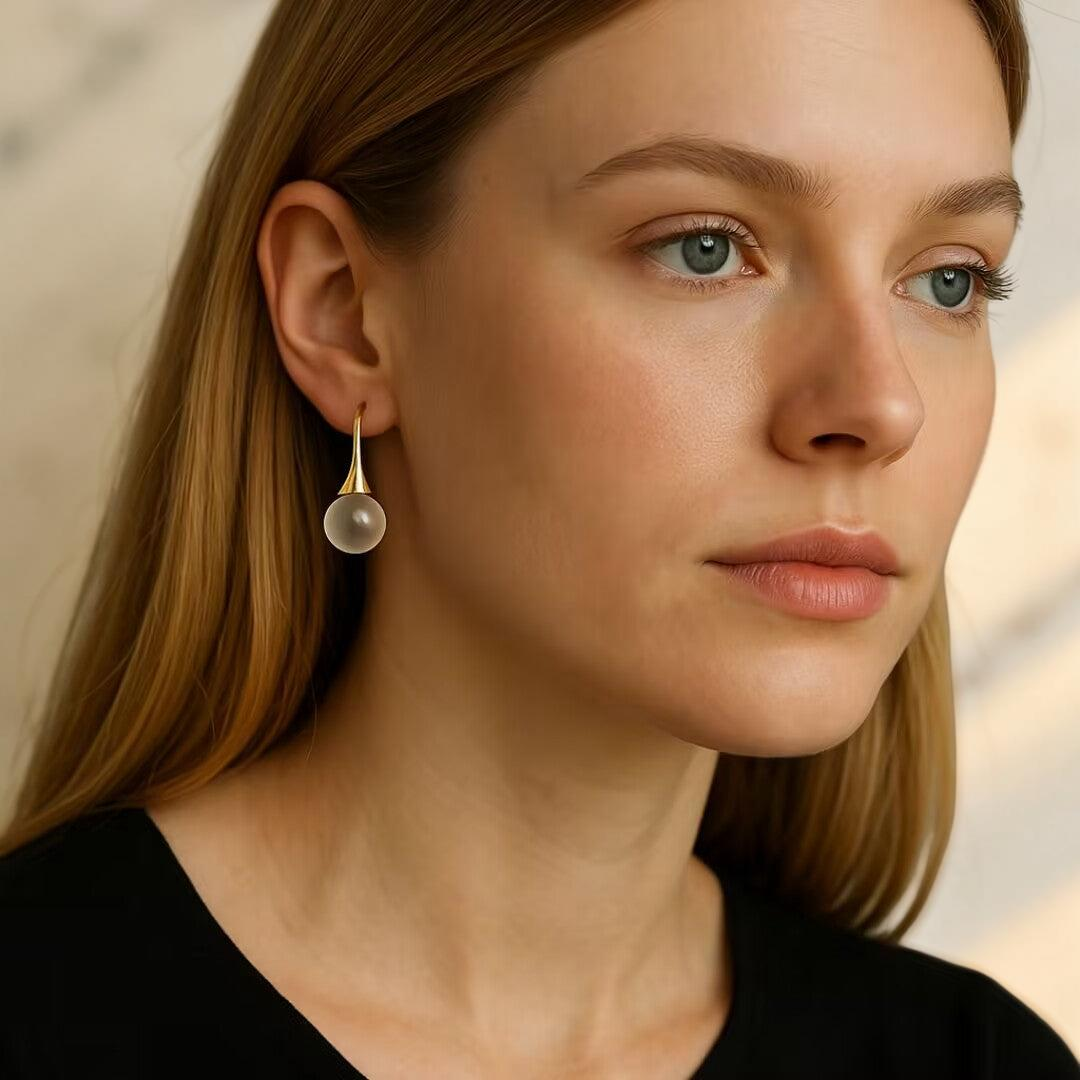 ATELIER-TIBET – Boucles d'Oreilles Cristal de Roche – Lumière Pure, Argent