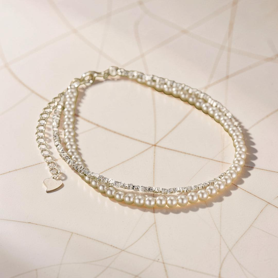 ATELIER-TIBET – Bracelet Perle – Double Éclat, Argent