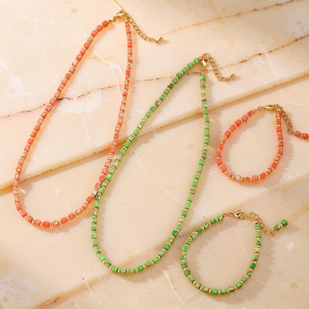 ATELIER-TIBET – Collier/Bracelet Jaspe Rouge/Vert – Éclat Bohème