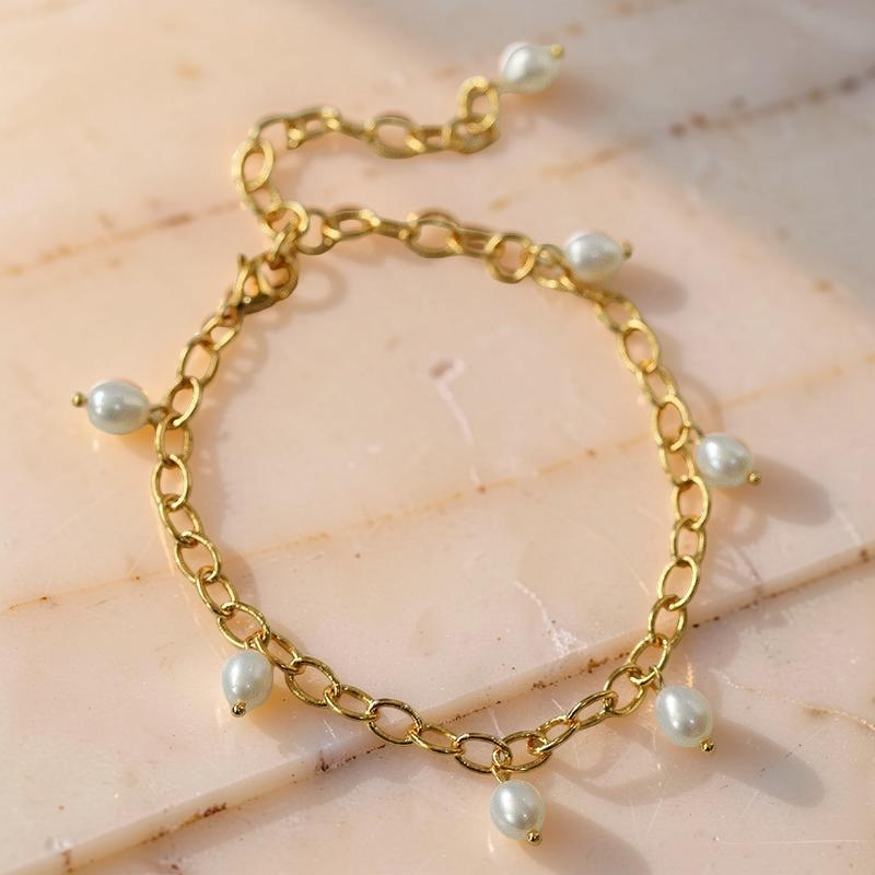 ATELIER-TIBET – Bracelet de Cheville Perle – Douceur Délicate, Plaqué Or
