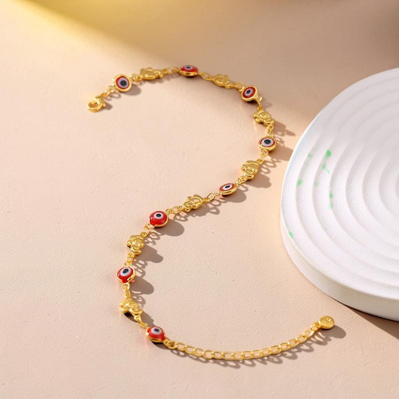 ATELIER-TIBET – Bracelet de Cheville Mauvais Œil – Garde Esprit, Plaqué Or