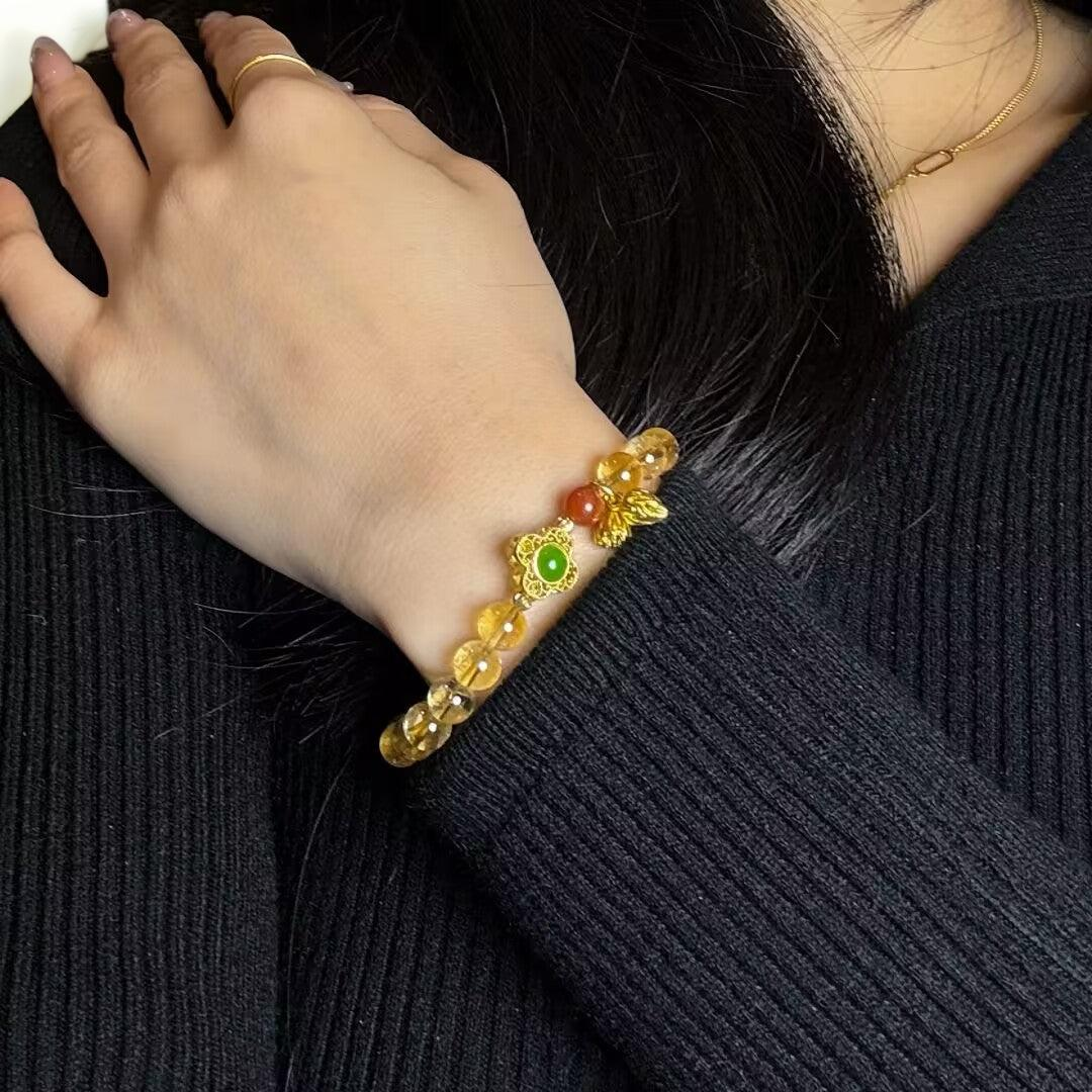 ATELIER-TIBET – Bracelet Citrine Lotus – Prospérité et Optimisme