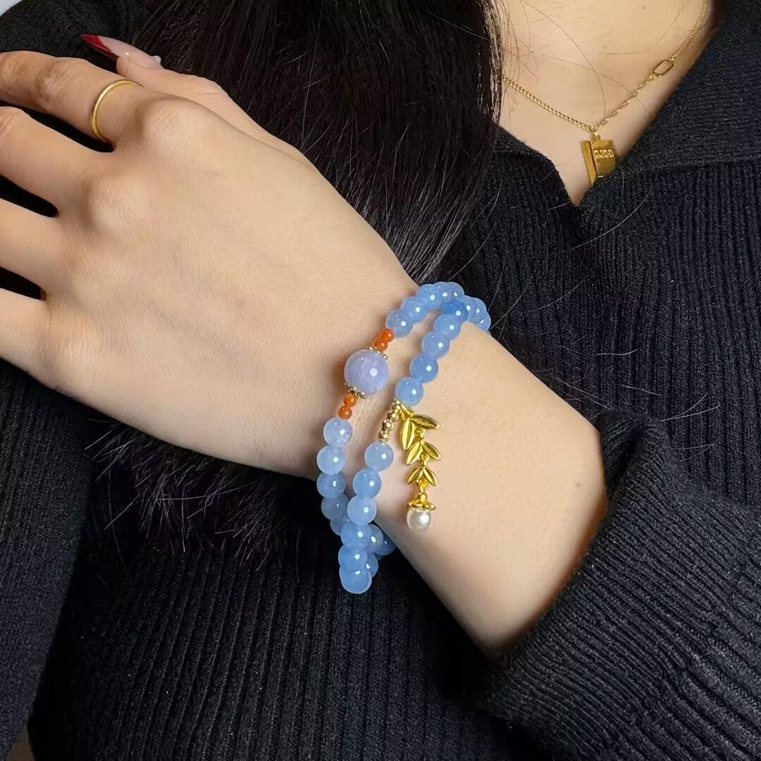 ATELIER-TIBET – Bracelet Aigue Marine et Perle – Azur Moisson