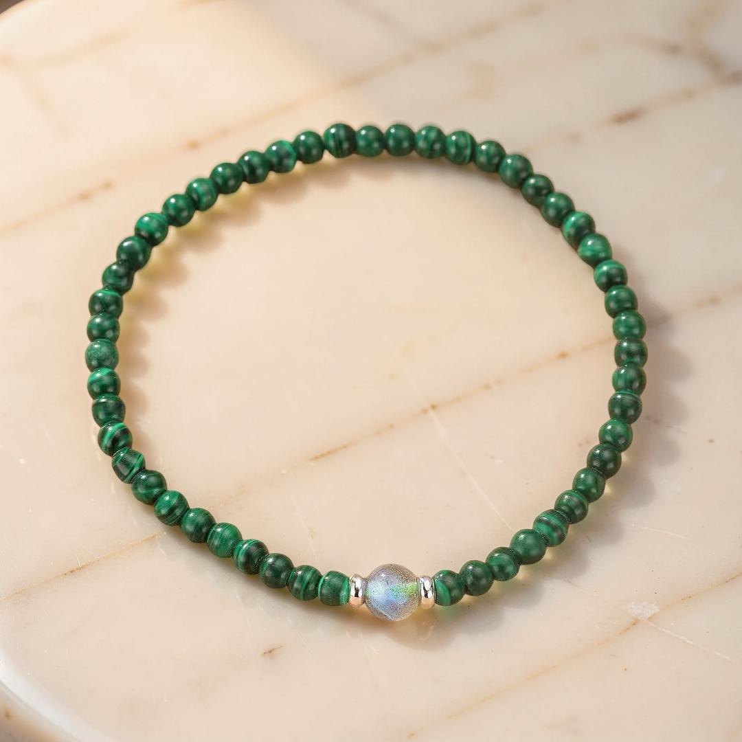 ATELIER-TIBET – Bracelet Malachite – Harmonie Intérieure, Argent