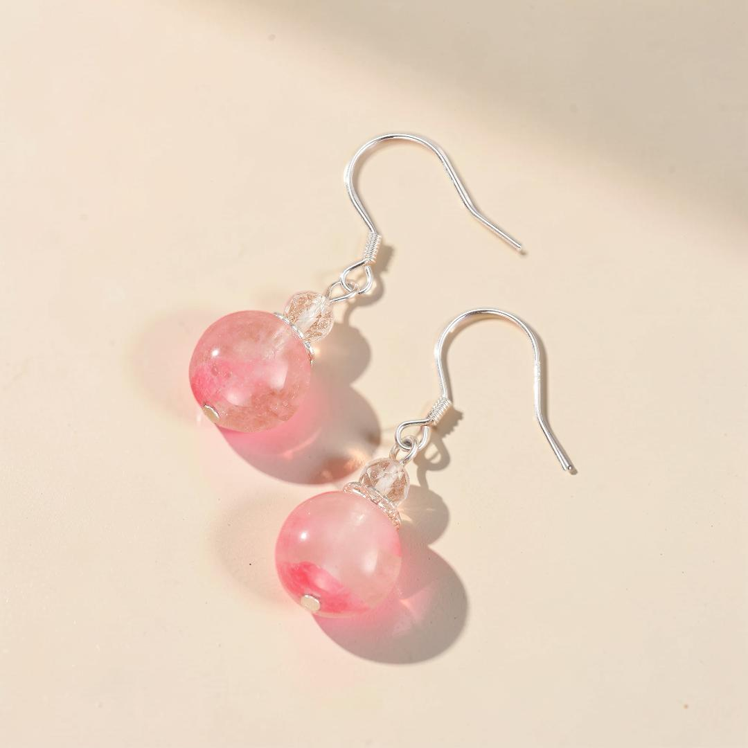 ATELIER-TIBET – Boucles d’Oreilles Rhodonite – Rosée d’Amour, Argent