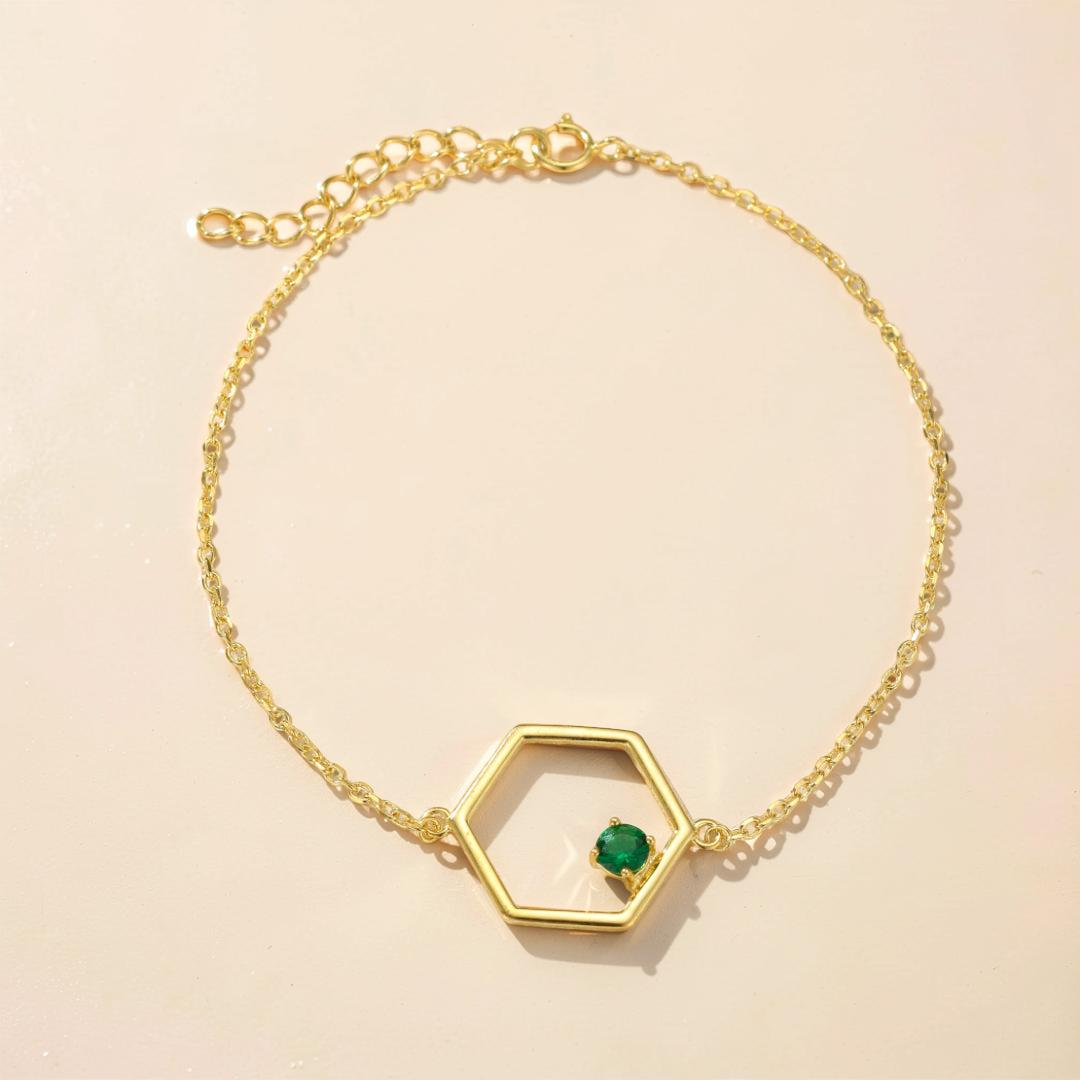 ATELIER-TIBET – Bracelet Péridot – Étoile Radieuse, Argent Plaqué Or