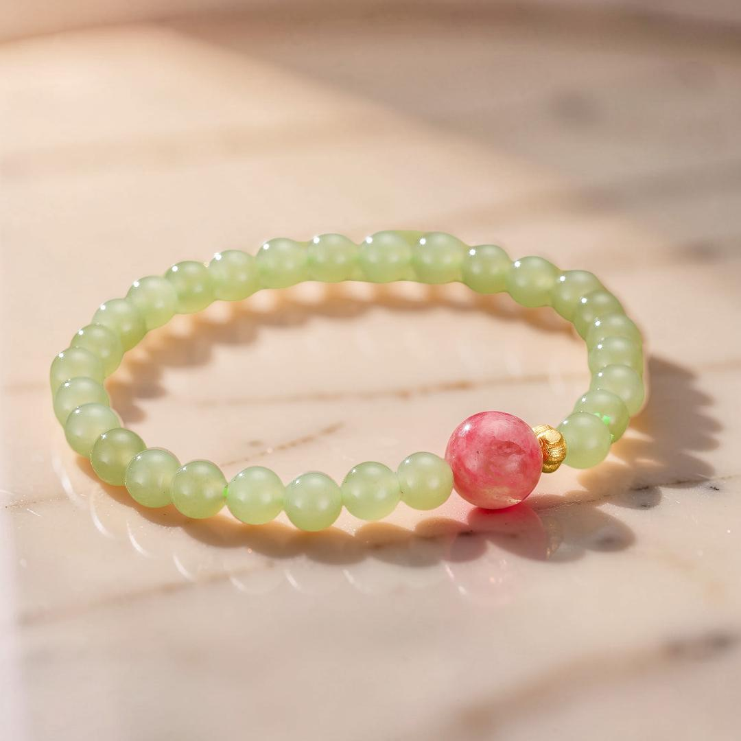 ATELIER-TIBET – Bracelet Rhodonite et Jade – Duo Bien-Être
