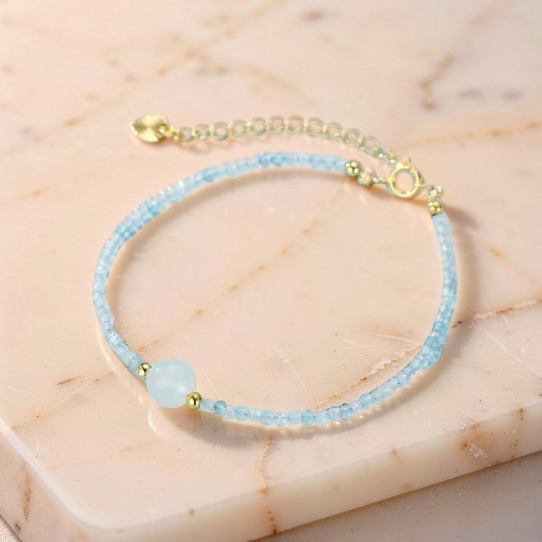 ATELIER-TIBET – Bracelet Pierre de Lune et Aigue Marine – Rêverie des Flots