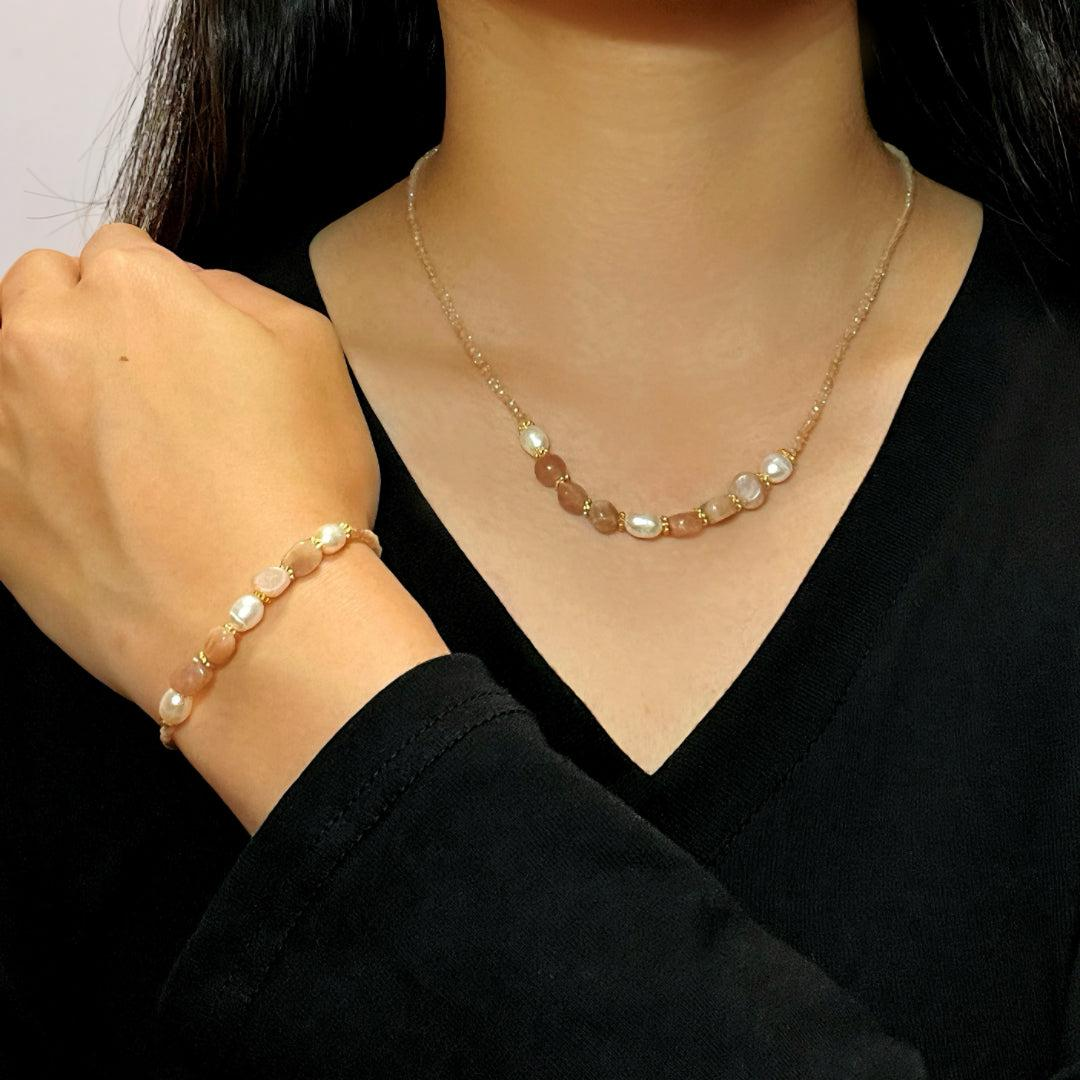 ATELIER-TIBET – Bracelet Pierre de Soleil et Perle – Harmonie Radieuse