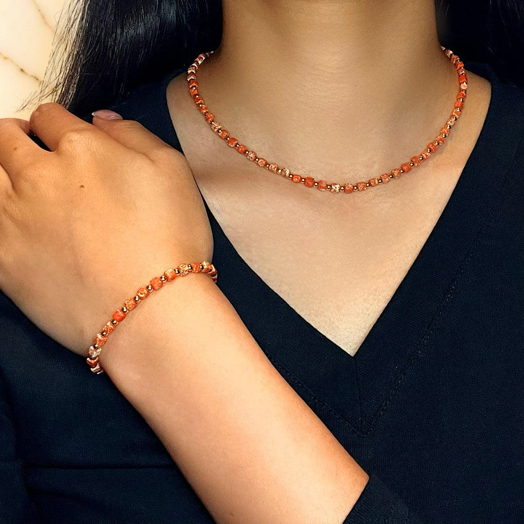 ATELIER-TIBET – Collier/Bracelet Jaspe Rouge/Vert – Éclat Bohème