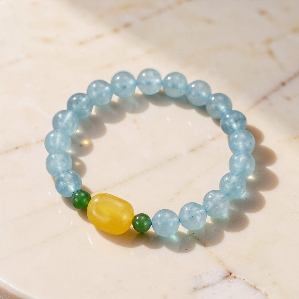 ATELIER-TIBET – Bracelet Aigue Marine – Douce Vague