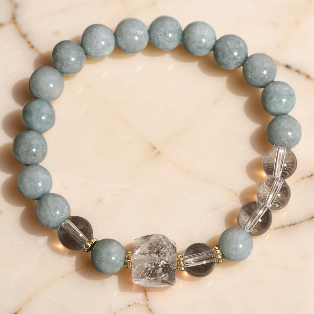 ATELIER-TIBET – Bracelet Jade et Cristal de Roche – Clarté Céleste