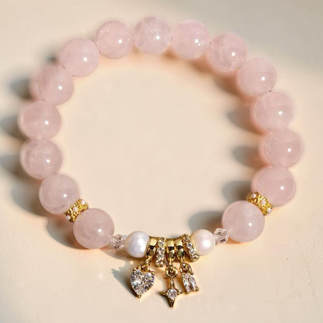 ATELIER-TIBET – Bracelet Quartz Rose et Perle – Charme de Vénus