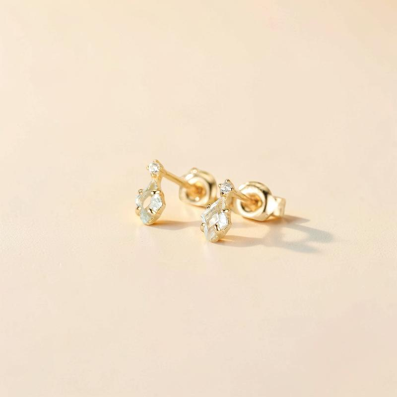 ATELIER-TIBET – Boucles d'Oreilles Topaze – Clarté Céleste, Argent Plaqué Or 14K