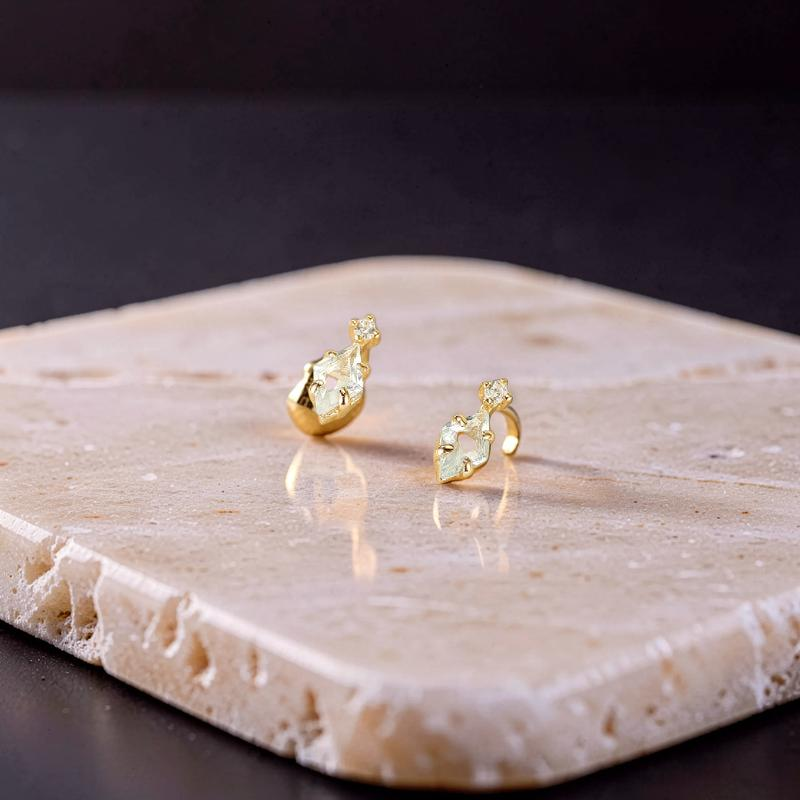 ATELIER-TIBET – Boucles d'Oreilles Topaze – Clarté Céleste, Argent Plaqué Or 14K