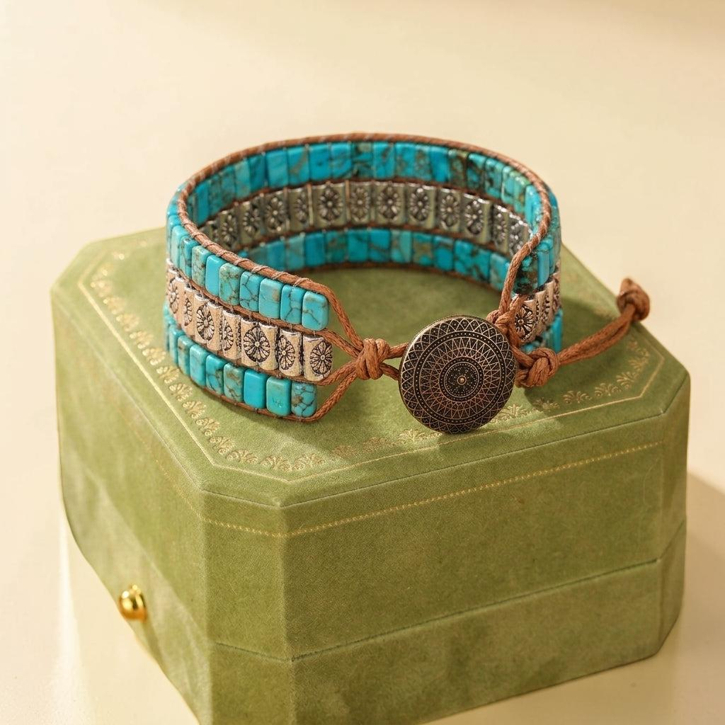 ATELIER-TIBET – Bracelet Wrap Turquoise – Empreinte Ethnique