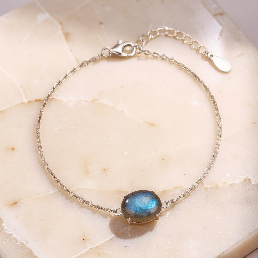 ATELIER-TIBET – Bracelet Labradorite – Bonheur Magique, Argent
