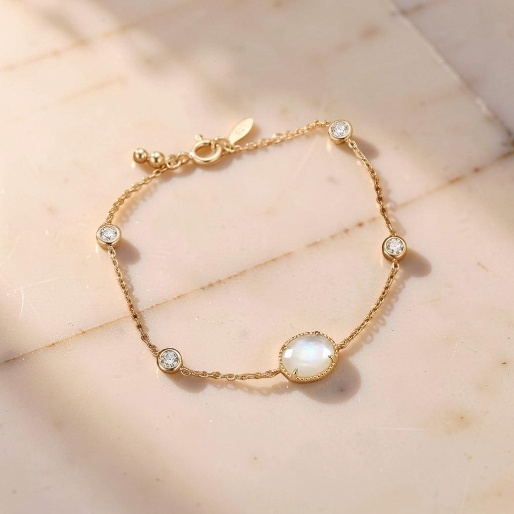 ATELIER-TIBET – Bracelet Cristal de Roche – Aura Cristalline, Argent Plaqué Or 14K