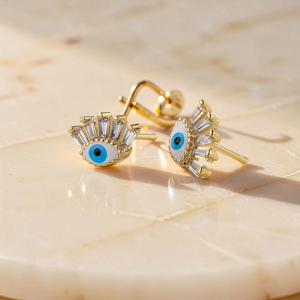ATELIER-TIBET – Boucle d’oreille Mauvais Œil Regard en Cristal