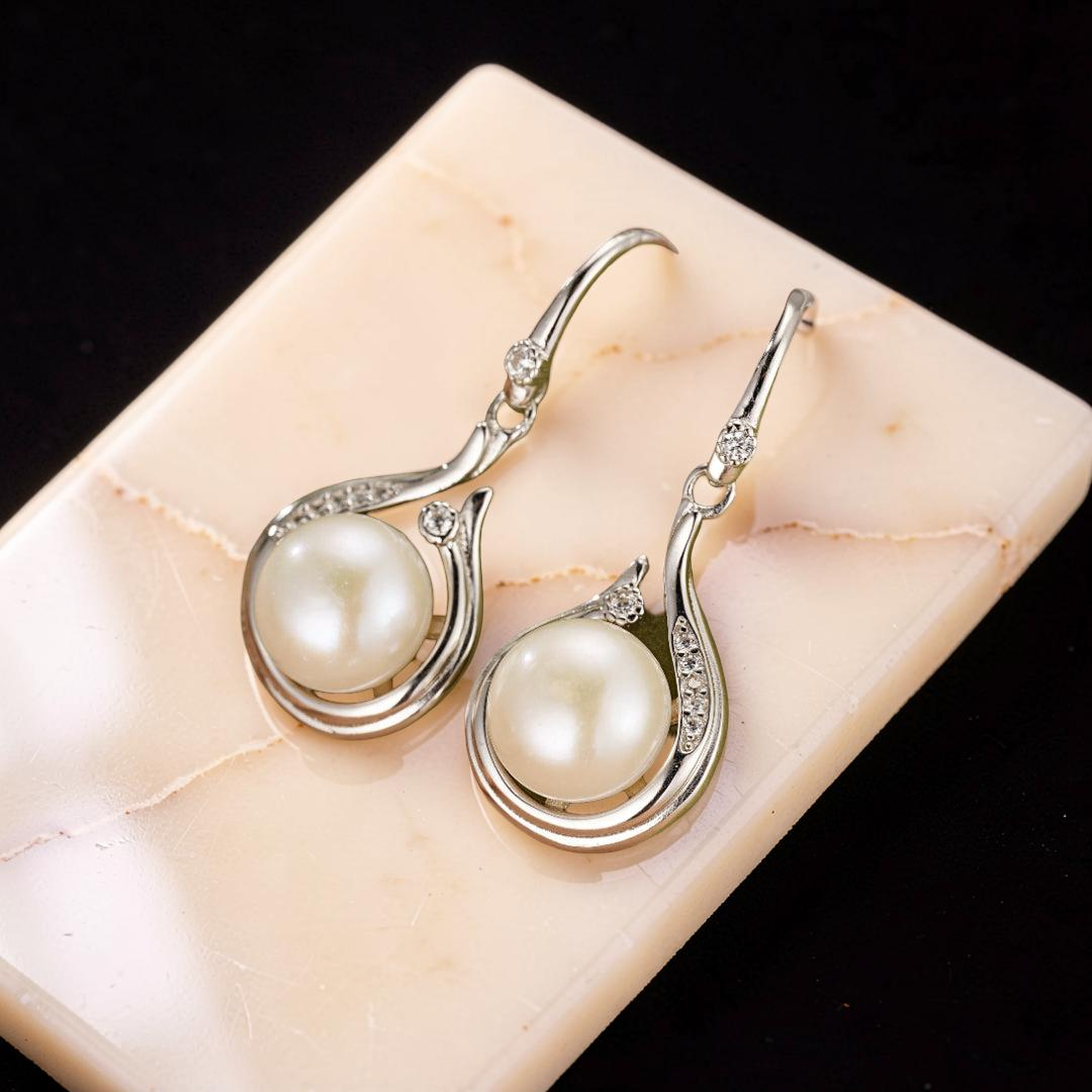 ATELIER-TIBET – Boucles d'Oreilles Perle – Goutte Royale, Argent