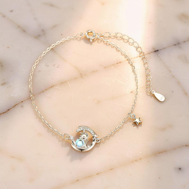 ATELIER-TIBET – Bracelet Pierre de Lune – Harmonie Lunaire, Argent 925