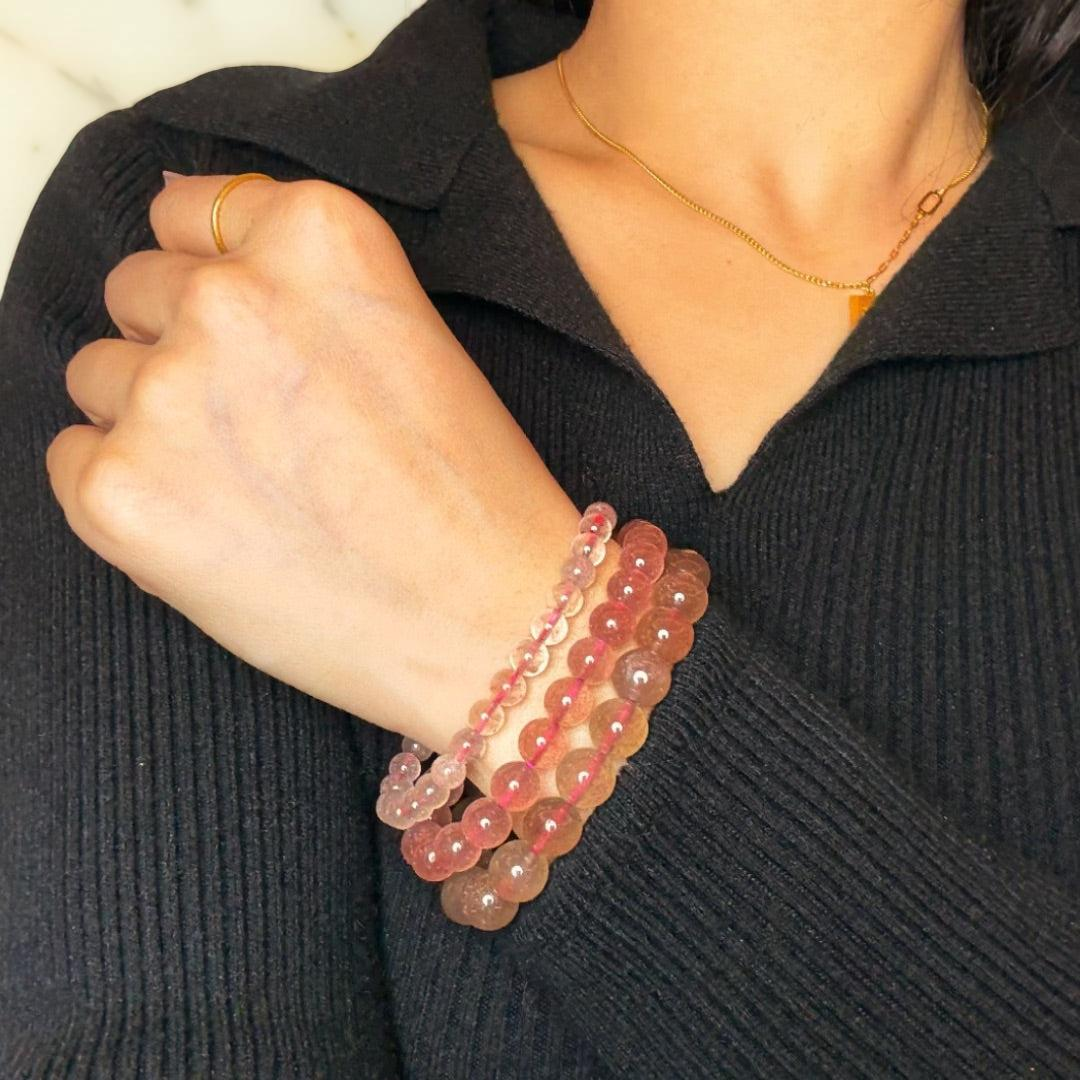 ATELIER-TIBET – Bracelet Quartz Fraise – Tendresse Vibrante