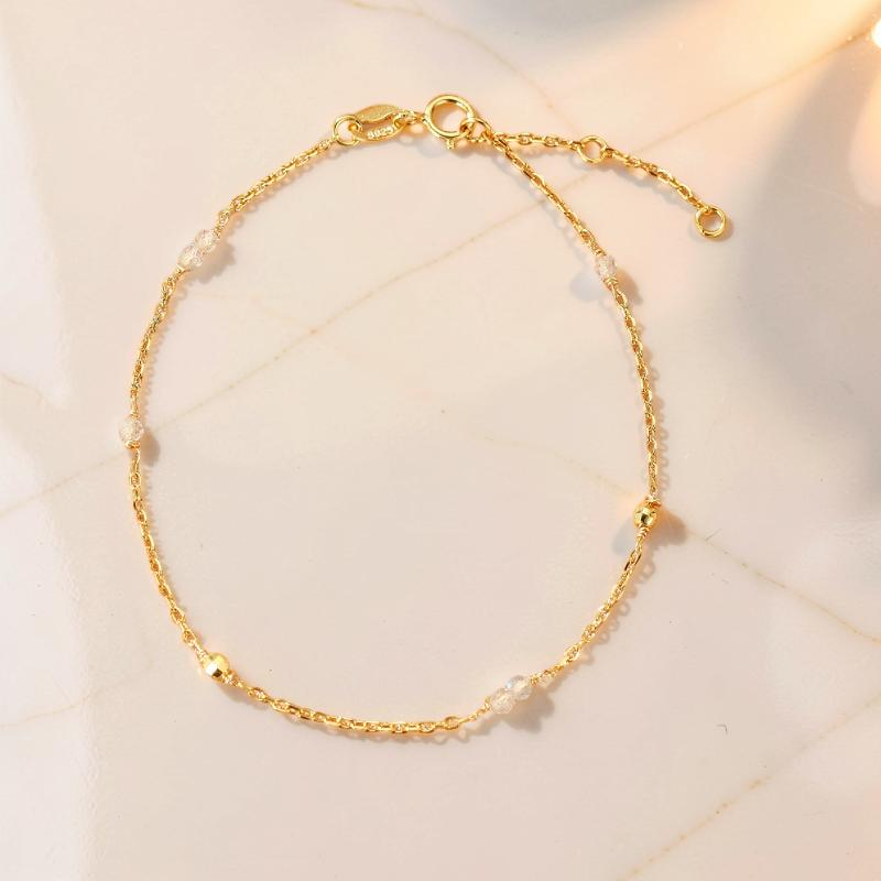 ATELIER-TIBET – Bracelet Labradorite – Étincelle Lunaire, Argent Plaqué Or