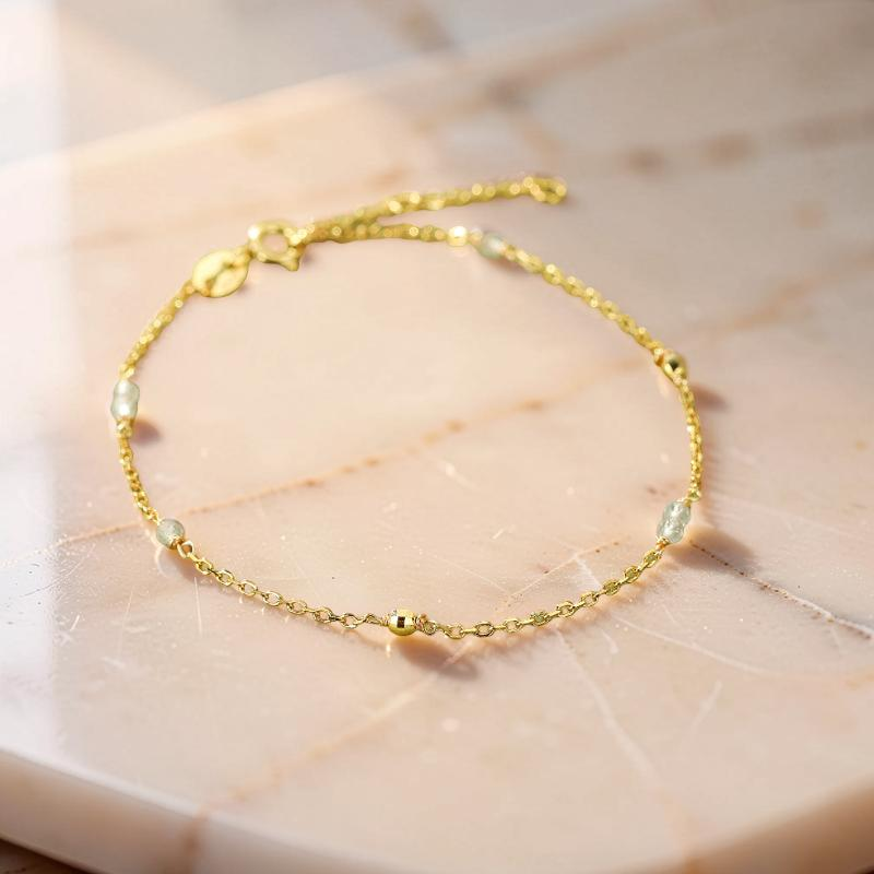 ATELIER-TIBET – Bracelet Labradorite – Étincelle Lunaire, Argent Plaqué Or