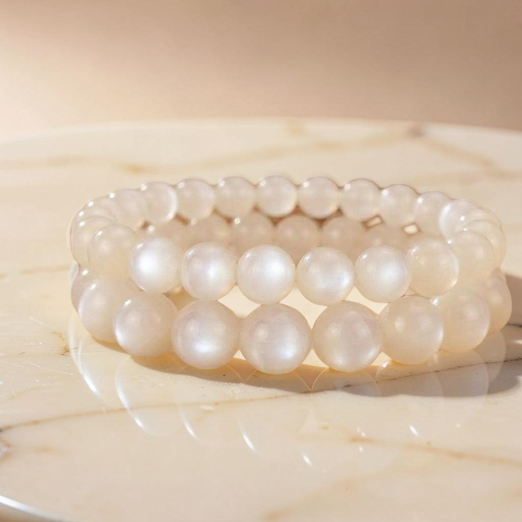 ATELIER-TIBET – Bracelet Pierre De Lune Blanche – Aura Lunaire