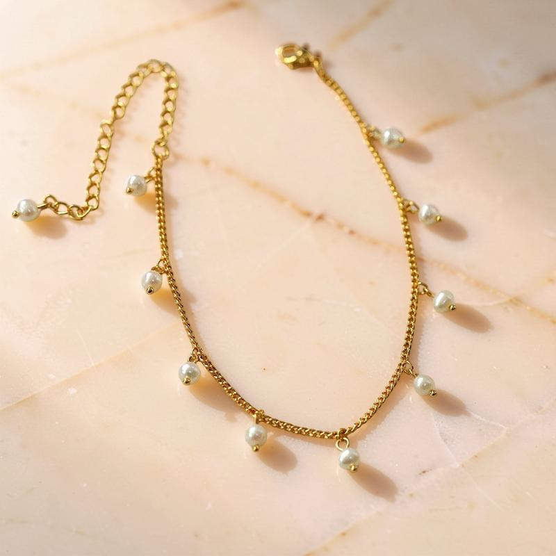 ATELIER-TIBET – Bracelet de Cheville Perle – Douceur Délicate, Plaqué Or