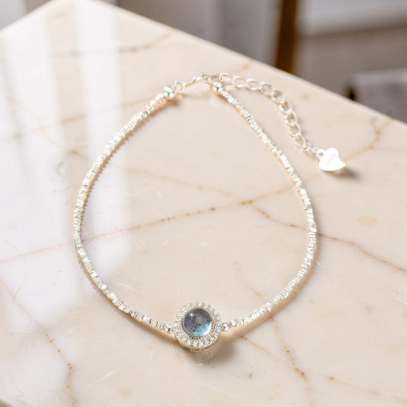 ATELIER-TIBET – Bracelet Aigue-Marine – Souffle Marin, Argent