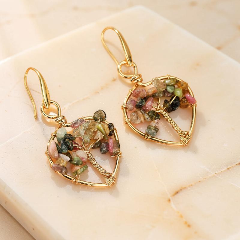 ATELIER-TIBET – Boucles d'oreilles Améthyste – Arbre Céleste, Cuivre