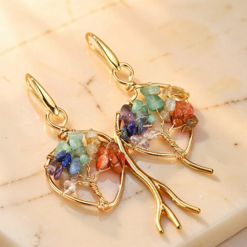 ATELIER-TIBET – Boucles d'oreilles Améthyste – Arbre Céleste, Cuivre