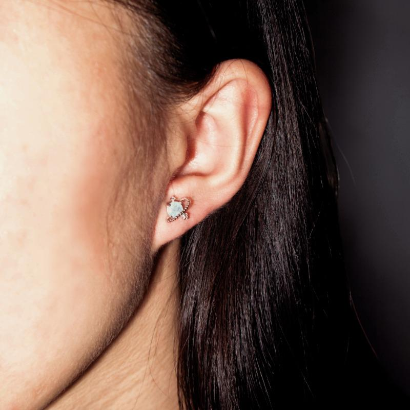 ATELIER-TIBET – Boucles d'oreilles Aigue marine – Petite Galaxie, Argent
