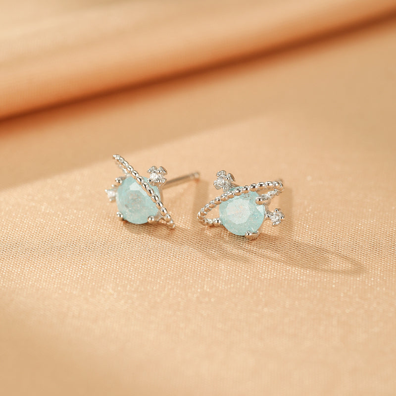 ATELIER-TIBET – Boucles d'oreilles Aigue marine – Petite Galaxie, Argent
