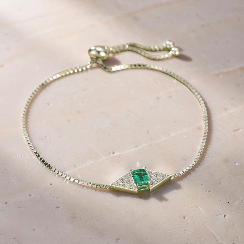 ATELIER-TIBET – Bracelet Émeraude – Brillance Royale, Argent 925