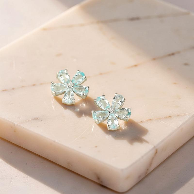 ATELIER-TIBET – Boucles d'Oreilles Topaze – Fleur D'horizon, Argent