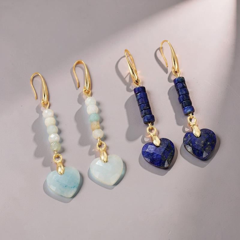 ATELIER-TIBET – Boucles d'Oreilles Amazonite – Cœur Serein